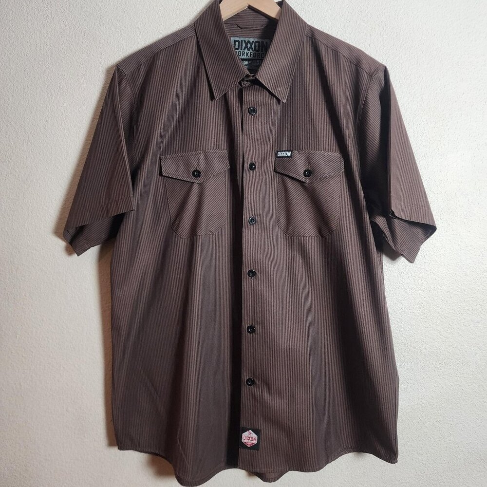 DIXXON Brown Pinstripe Short Sleeve Button Down Shirt